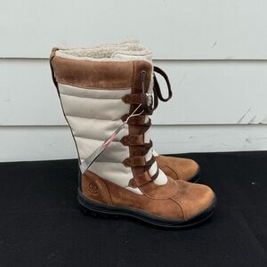 Timberland Brown and Cream Lace-Up Insulated Winter Boots